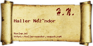 Haller Nándor névjegykártya